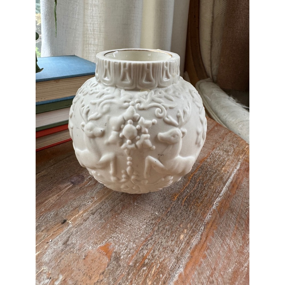 Lenox Christmas Porcelain Tealight Votive Holder Winter Damask Reindeer